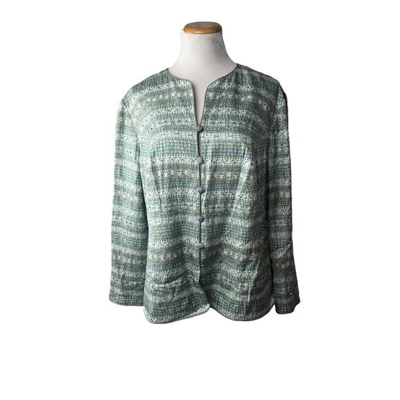 Adrianna Papell Evening Silk Turquoise Green Beaded‎ Formal Jacket Lined 18W - Picture 1 of 4